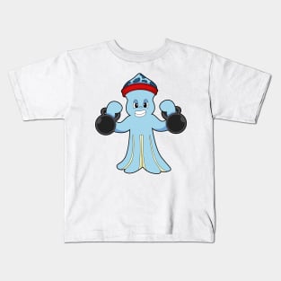 Octopus as Bodybuilder with Dumbbells Kids T-Shirt